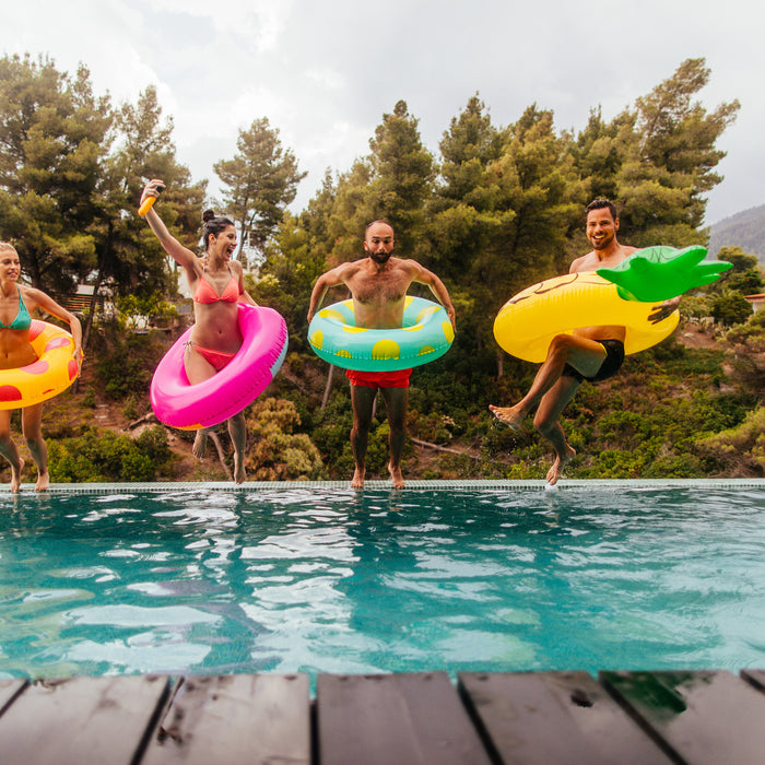 Balance pool water chemistry for fun at the pool with friends and floaties